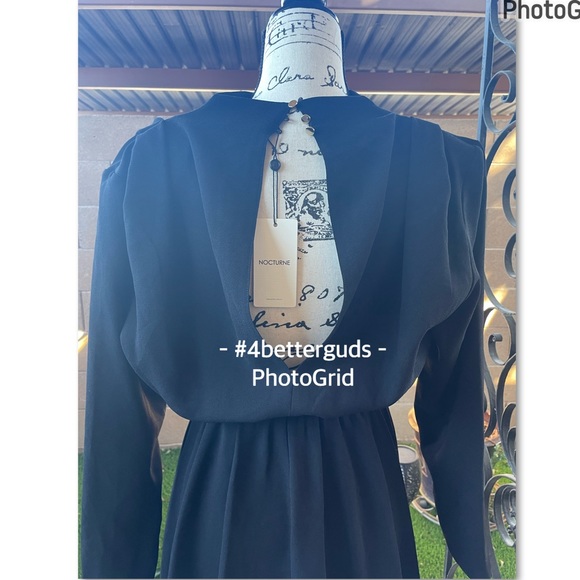 NEW Nocturne Elbise Siyah Drape Front High Neck Mini Dress EU 38 Medium 6 / 8 - Picture 5 of 16